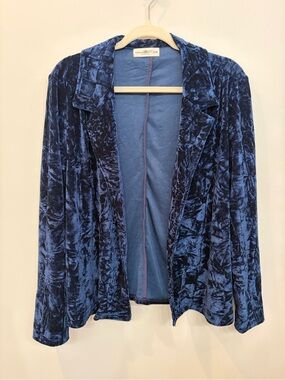 Natural Life Navy Crushed Velvet Lennon Jacket Blazer Open Boho Whimsigoth S/M